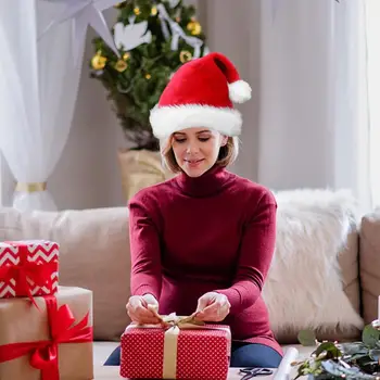 2023 Высокое качество Рождественская Рождественская Мягкая Шапка Санта-Клаус Цветная Короткая Плюшевая Шляпа Ноэля Счастливого Рождества Декор Подарок С Новым Годом