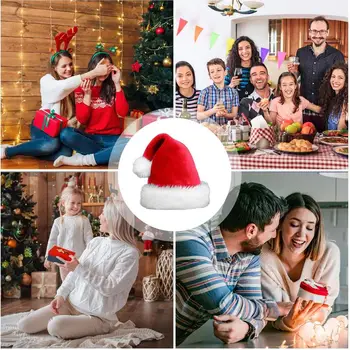 2023 Высокое качество Рождественская Рождественская Мягкая Шапка Санта-Клаус Цветная Короткая Плюшевая Шляпа Ноэля Счастливого Рождества Декор Подарок С Новым Годом