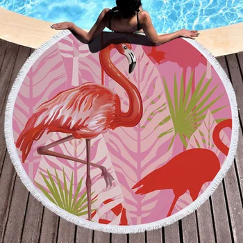 Тропические растения Круглое пляжное полотенце 150 см Банное полотенце из микрофибры Цветочный гобелен Toallas Летние полотенца для плавания Bohemia Коврики для йоги