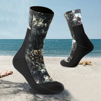 Неопреновые носки для дайвинга, нескользящие, теплые, пляжные, плавательные, акваланг, камуфляжные, для серфинга, новые, 5 мм, 3 мм