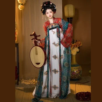 Древняя династия Тан Китайский костюм Женщины Традиционное платье феи Ханьфу Наряды Женская Династия Хань Элегантная одежда для выступлений