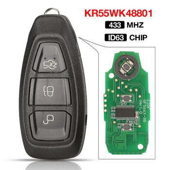 Jingyuqin KR55WK48801 Умный дистанционный ключ для Ford Focus C-Max Mondeo Kuga Fiesta B-Max 433/434 МГц 4D63 80-битный интеллектуальный бесключевой ключ