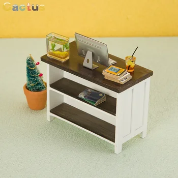 1:12 Кукольный домик Миниатюрный двухслойный стол для хранения Мини-мебель Модель Гостиная DIY Украшение Игрушки Аксессуары для кукольного домика