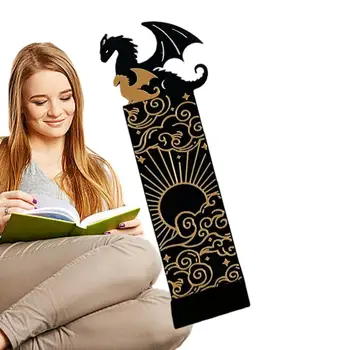 Закладка дракона, черные и золотые драконы с солнцем и облаками Закладка Классная закладка для книголюбов, мальчиков, девочек Книжные аксессуары