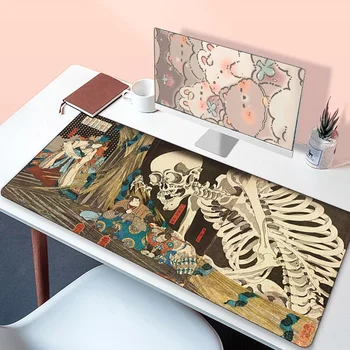 коврик для мыши Психоделический Япония Skull Gamer Клавиатура Pad Аниме Аксессуары для ПК Настольный протектор Коврик для мыши Xxl Большие игровые расширенные мыши